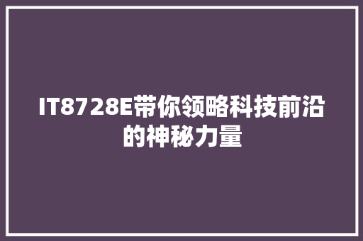 IT8728E带你领略科技前沿的神秘力量 必应SEO