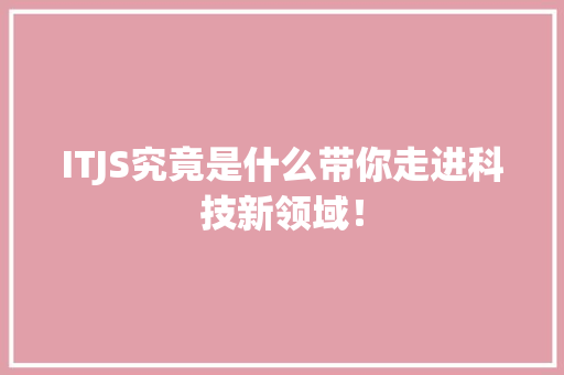 ITJS究竟是什么带你走进科技新领域！ 百度SEO