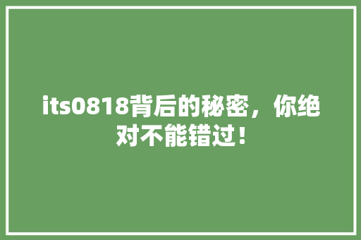 its0818背后的秘密，你绝对不能错过！ GoogleSEO