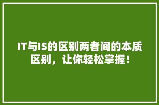 IT与IS的区别两者间的本质区别，让你轻松掌握！ 神马SEO