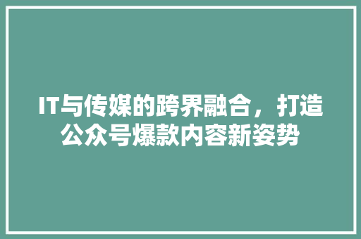 IT与传媒的跨界融合，打造公众号爆款内容新姿势 百度SEO