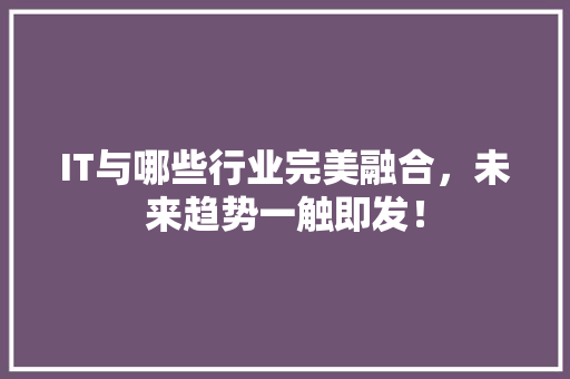 IT与哪些行业完美融合，未来趋势一触即发！ 百度SEO