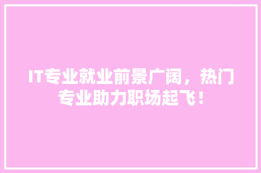 IT专业就业前景广阔，热门专业助力职场起飞！ GoogleSEO