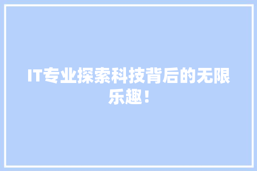 IT专业探索科技背后的无限乐趣！ 百度SEO
