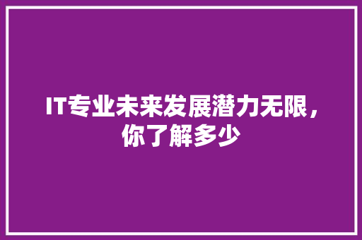 IT专业未来发展潜力无限，你了解多少 神马SEO