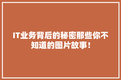 IT业务背后的秘密那些你不知道的图片故事！