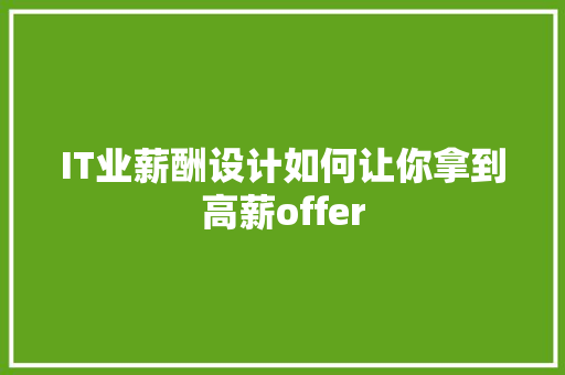 IT业薪酬设计如何让你拿到高薪offer 必应SEO