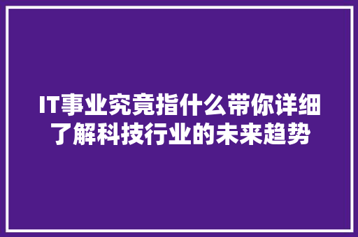 IT事业究竟指什么带你详细了解科技行业的未来趋势 必应SEO