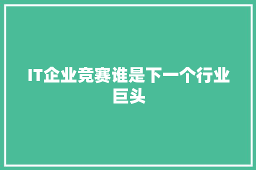 IT企业竞赛谁是下一个行业巨头 GoogleSEO