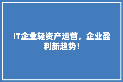 IT企业轻资产运营，企业盈利新趋势！ 搜狗SEO