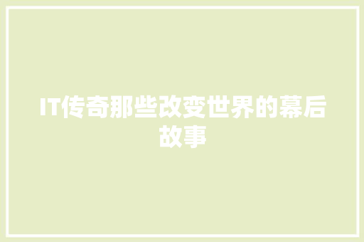 IT传奇那些改变世界的幕后故事 GoogleSEO