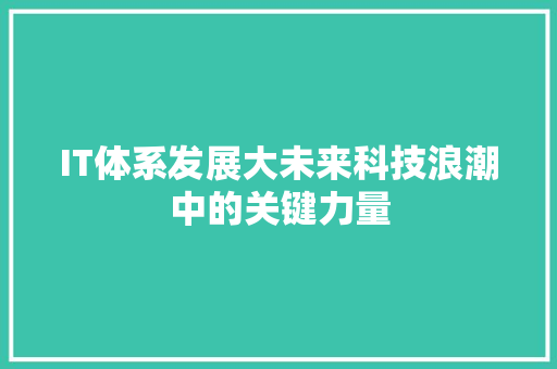 IT体系发展大未来科技浪潮中的关键力量 GoogleSEO