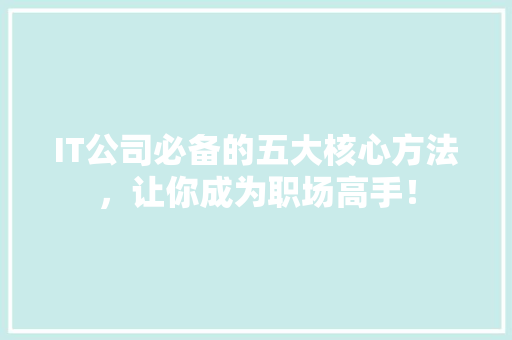 IT公司必备的五大核心方法，让你成为职场高手！ 百度SEO