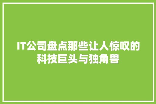 IT公司盘点那些让人惊叹的科技巨头与独角兽 百度SEO