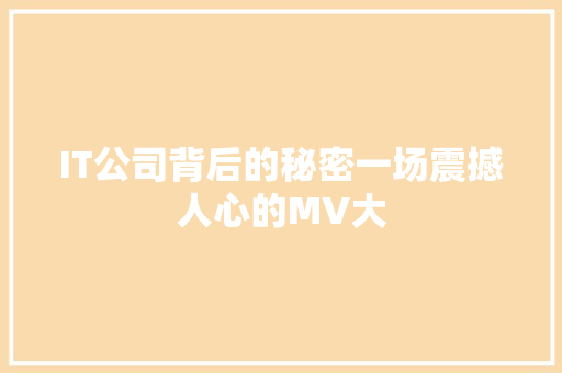 IT公司背后的秘密一场震撼人心的MV大 百度SEO