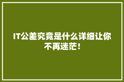 IT公差究竟是什么详细让你不再迷茫！ 神马SEO