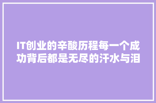 IT创业的辛酸历程每一个成功背后都是无尽的汗水与泪水 百度SEO