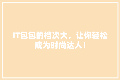IT包包的档次大，让你轻松成为时尚达人！ 神马SEO