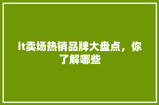 it卖场热销品牌大盘点，你了解哪些 百度SEO