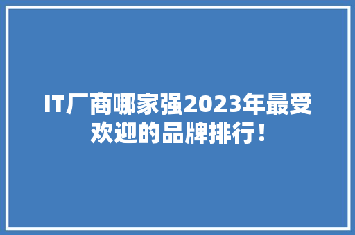 IT厂商哪家强2023年最受欢迎的品牌排行！ GoogleSEO