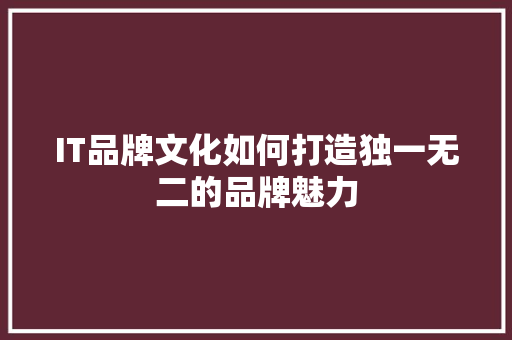 IT品牌文化如何打造独一无二的品牌魅力 GoogleSEO
