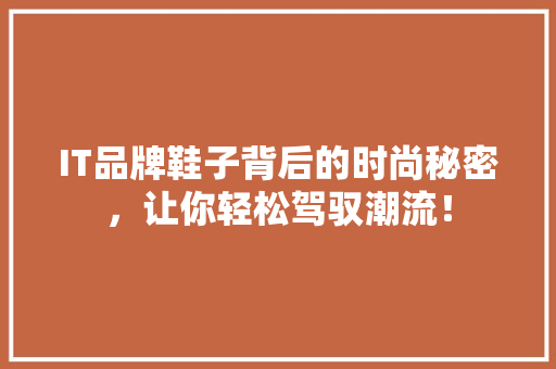 IT品牌鞋子背后的时尚秘密，让你轻松驾驭潮流！ GoogleSEO