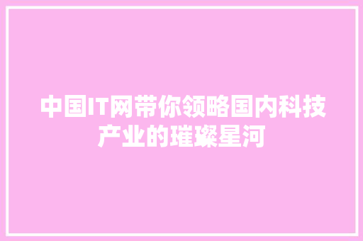 中国IT网带你领略国内科技产业的璀璨星河 必应SEO