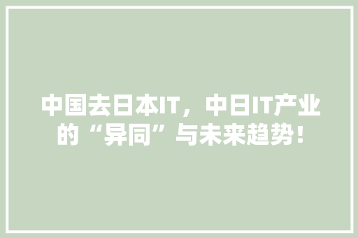 中国去日本IT，中日IT产业的“异同”与未来趋势！ 搜狗SEO