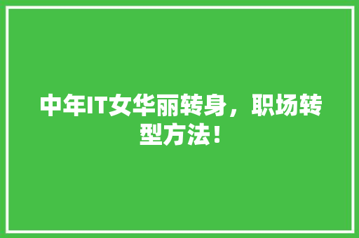 中年IT女华丽转身，职场转型方法！ 搜狗SEO