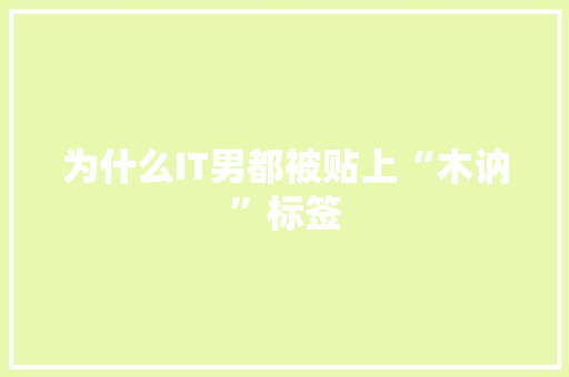 为什么IT男都被贴上“木讷”标签 搜狗SEO