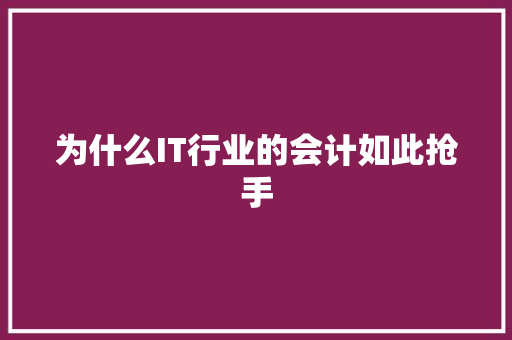 为什么IT行业的会计如此抢手 百度SEO