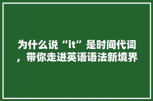 为什么说“it”是时间代词，带你走进英语语法新境界 GoogleSEO