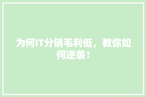 为何IT分销毛利低，教你如何逆袭！ 搜狗SEO