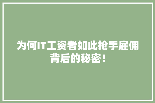为何IT工资者如此抢手雇佣背后的秘密！ 必应SEO