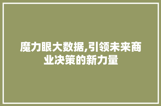 魔力眼大数据,引领未来商业决策的新力量
