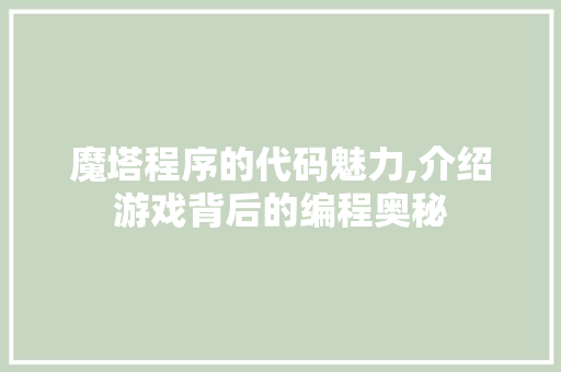 魔塔程序的代码魅力,介绍游戏背后的编程奥秘