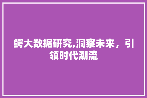 鳄大数据研究,洞察未来，引领时代潮流