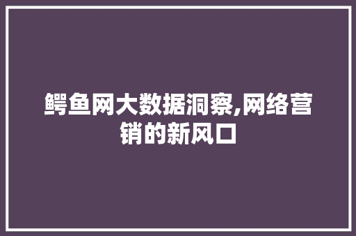 鳄鱼网大数据洞察,网络营销的新风口