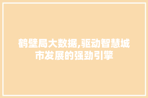 鹤壁局大数据,驱动智慧城市发展的强劲引擎