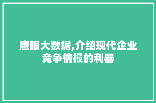 鹰眼大数据,介绍现代企业竞争情报的利器