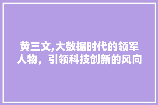 黄三文,大数据时代的领军人物，引领科技创新的风向标