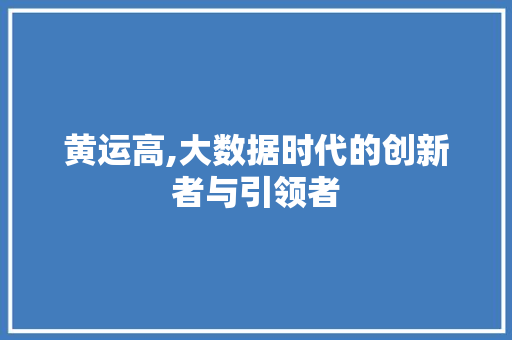 黄运高,大数据时代的创新者与引领者