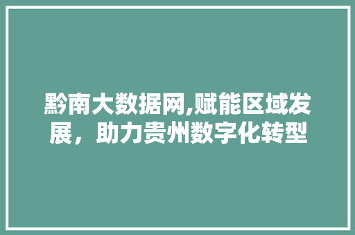 黔南大数据网,赋能区域发展，助力贵州数字化转型 神马SEO