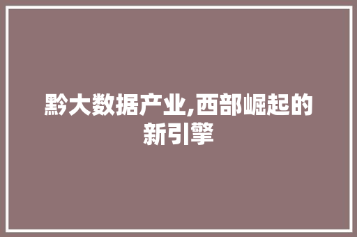黔大数据产业,西部崛起的新引擎