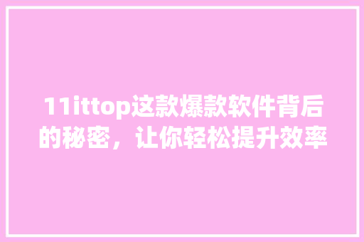 11ittop这款爆款软件背后的秘密，让你轻松提升效率！ 搜狗SEO