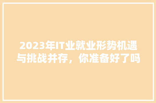 2023年IT业就业形势机遇与挑战并存，你准备好了吗 必应SEO