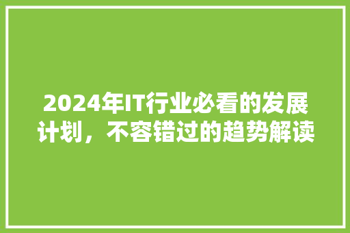 2024年IT行业必看的发展计划，不容错过的趋势解读 百度SEO