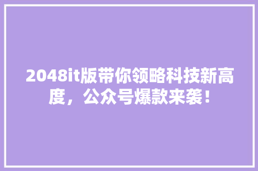 2048it版带你领略科技新高度，公众号爆款来袭！ 百度SEO