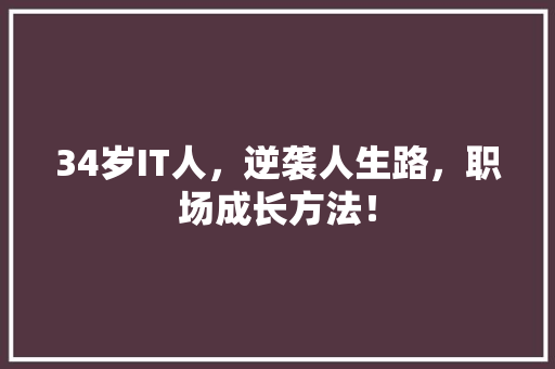 34岁IT人，逆袭人生路，职场成长方法！