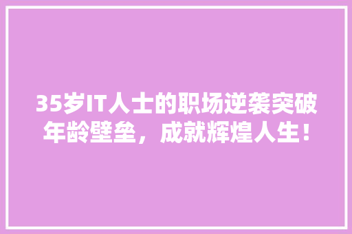 35岁IT人士的职场逆袭突破年龄壁垒，成就辉煌人生！